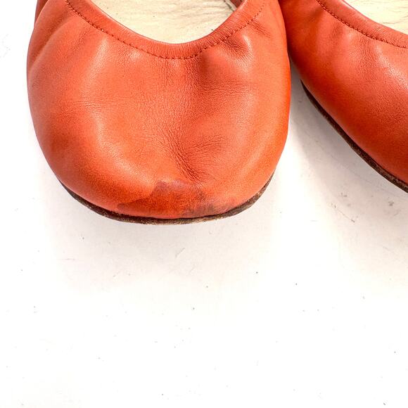 Vera Wang Lavender Lillian Ballet Flats 8 Orange Coral Leather Prep Classic - Picture 4 of 7